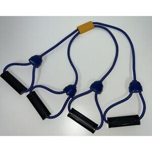 Resistance Band With Handles Workout Exercise Fitness Therapy Home Gym Blue